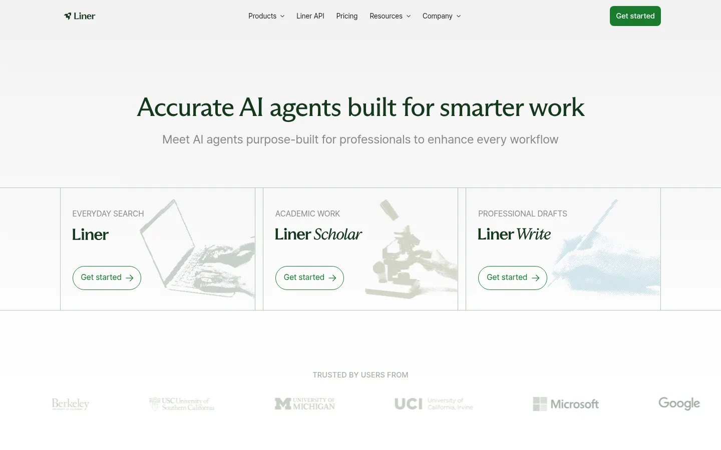 Liner cited AI search results