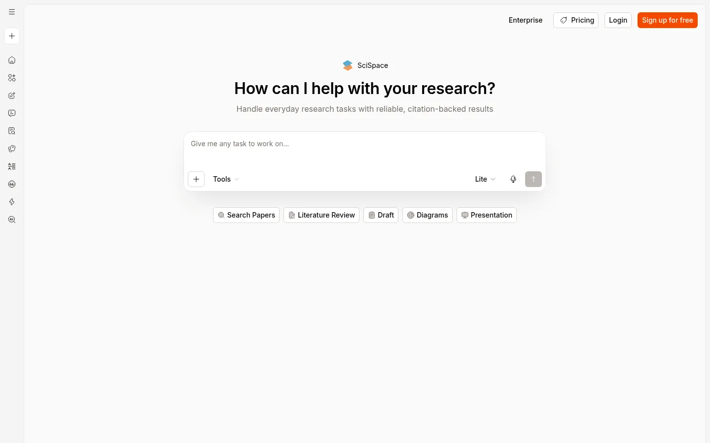 SciSpace Chat with PDF reading interface